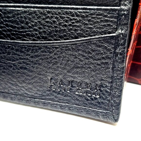 Lauren by Ralph Lauren Black Pebbled Leather Passcase Men's Wallet - Picture 6 of 8